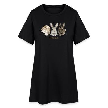Fun rabbit knocking for rabbit lovers - Women’s T-Shirt Dress - black - Front