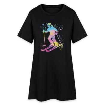Ski alpin Sports d’hiver Ski nordique - Robe T-shirt Femme - noir - Devant