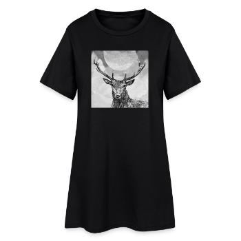 Cerf - Robe T-shirt Femme - noir - Devant
