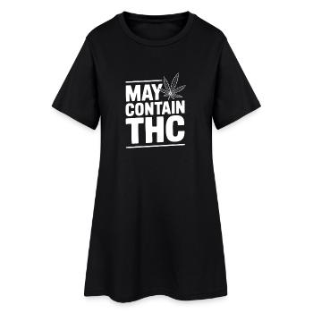 Kann THC enthalten - Frauen T-Shirt-Kleid - Schwarz - Vorne