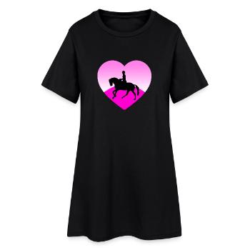 Pferde - Frauen T-Shirt-Kleid - Schwarz - Vorne