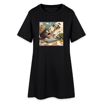 Animal office chaos - Women’s T-Shirt Dress - black - Front