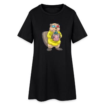 Cinéma de Pâques Beaver - Robe T-shirt Femme - noir - Devant