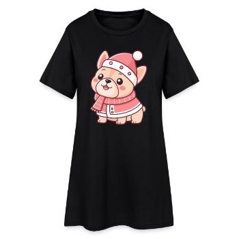 Chiot Rose Hiver Chic - Robe T-shirt Femme - noir - Devant