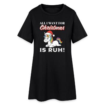 Licorne de Noël avec crinière arc-en-ciel - Robe T-shirt Femme - noir - Devant