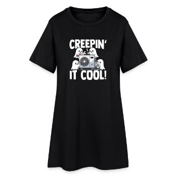 Spooky HVAC Ghost Gift Air Conditioning Technician - Women’s T-Shirt Dress - black - Front