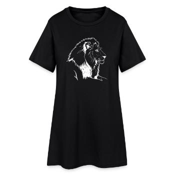 Löwenkopf Silhouette Mono-Kontrast - Frauen T-Shirt-Kleid - Schwarz - Vorne