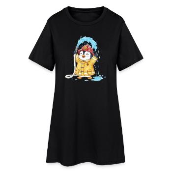 Pinguin Feuerwehrmann Kinder Wasserspaß Schlauch - Frauen T-Shirt-Kleid - Schwarz - Vorne