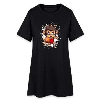 Basketball Affe Streetball - Frauen T-Shirt-Kleid - Schwarz - Vorne