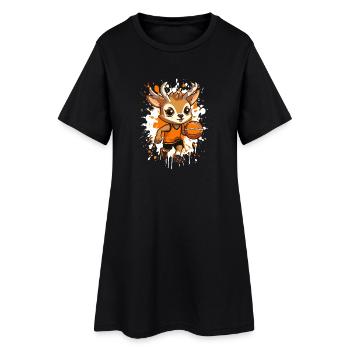 Basketball hirsch im Sprint - Frauen T-Shirt-Kleid - Schwarz - Vorne