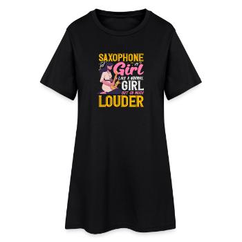 Women Louder Saxophone Saxophonist - Frauen T-Shirt-Kleid - Schwarz - Vorne