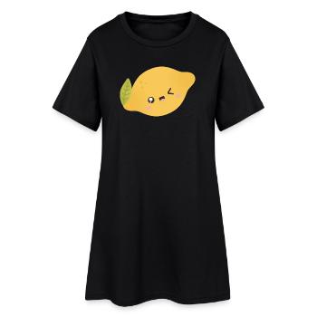 Lemon Kawaii - Frauen T-Shirt-Kleid - Schwarz - Vorne