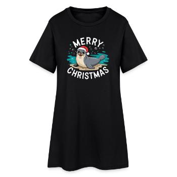 Joyeux Noël Mignon Phoque de Noël - Robe T-shirt Femme - noir - Devant