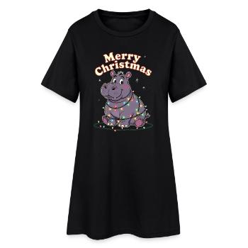 Hippopotames du Zoo de Noël d’Afrique Joyeux Noël - Robe T-shirt Femme - noir - Devant