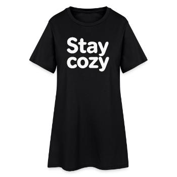 Stay Cozy : Typographie ludique en bulle - Robe T-shirt Femme - noir - Devant