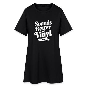 Klingt besser auf Vinyl - Frauen T-Shirt-Kleid - Schwarz - Vorne