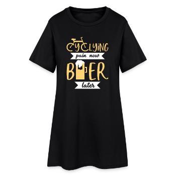 Cycling Pain Now Beer Later Funny Biker Graphic - Frauen T-Shirt-Kleid - Schwarz - Vorne