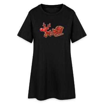 Noël d’animaux en ballon avec traîneau - Robe T-shirt Femme - noir - Devant