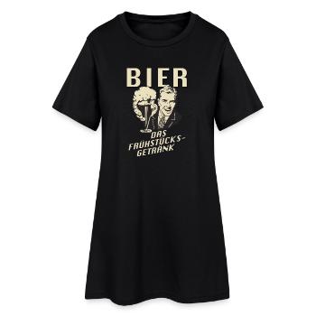 Bière, la boisson du petit-déjeuner - Robe T-shirt Femme - noir - Devant