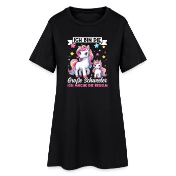 Große Schwester Einhornliebhaber Ältere Baby - Frauen T-Shirt-Kleid - Schwarz - Vorne