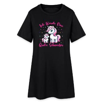 Grande sœur licorne amoureuse aînée - Robe T-shirt Femme - noir - Devant