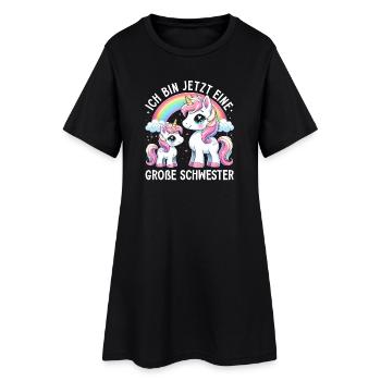 Große Schwester Einhornliebhaber Ältere Baby - Frauen T-Shirt-Kleid - Schwarz - Vorne