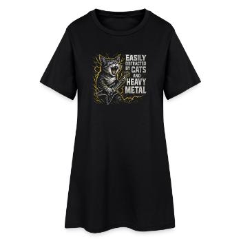 Musique de chat, Heavy Metal Idées de cadeau de chats drôle. - Robe T-shirt Femme - noir - Devant