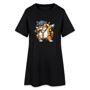 Dessin drôle de miaulement drôle d’art de rue de chat - Robe T-shirt Femme - noir - Devant