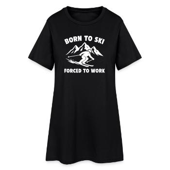 Né pour skier – Forcé de travailler - Robe T-shirt Femme - noir - Devant