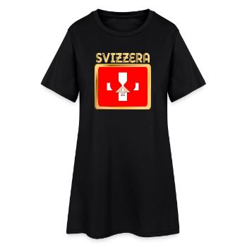 Tennis de table avec drapeau suisse - Robe T-shirt Femme - noir - Devant