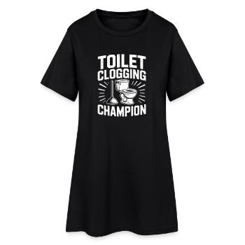 Champion du bouchon des toilettes Klo Humour - Robe T-shirt Femme - noir - Devant