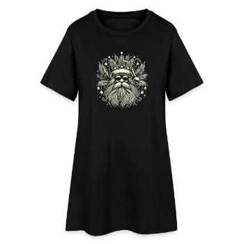 Christmas Santa with a wreath of branches - Women’s T-Shirt Dress - black - Front