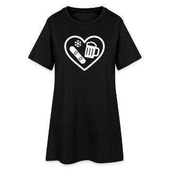 Heart Snowboard Bier - Frauen T-Shirt-Kleid - Schwarz - Vorne