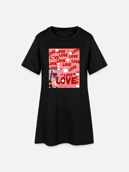 Paris et l’amour : collage typographique d’amour - Robe T-shirt Femme - noir