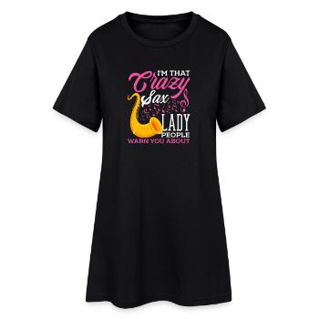 Sax Lady Funny Saxophon Saxophonist - Frauen T-Shirt-Kleid - Schwarz - Vorne
