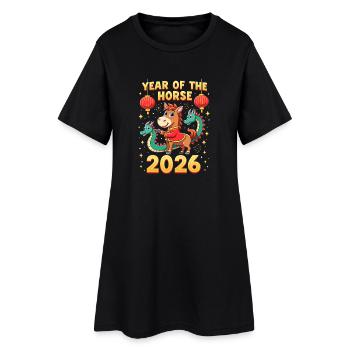 Chinese New Year Of The Horse 2026 - Women’s T-Shirt Dress - black - Front