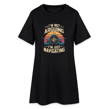 JE NE DIS RIEN, JE ME CONTENTE DE NAVIGUER DANS Lustiger - Robe T-shirt Femme - noir - Devant