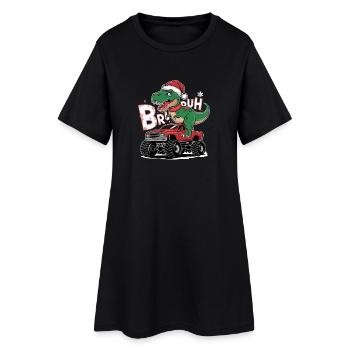 Préparez du Dinosaure T Rex de Noël avec - Robe T-shirt Femme - noir - Devant