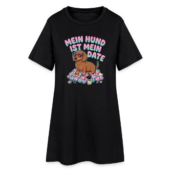 Mon chien est mon rendez-vous (humour allemand pour la Saint-Valentin) - Robe T-shirt Femme - noir - Devant