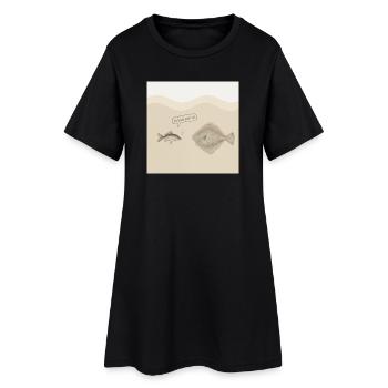 Da biste platt, nä – Lustiges Fisch Design - Frauen T-Shirt-Kleid - Schwarz - Vorne