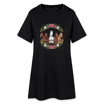Crête florale équestre - Robe T-shirt Femme - noir - Devant