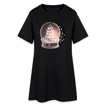 Sapin de Noël boule à neige - Robe T-shirt Femme - noir - Devant