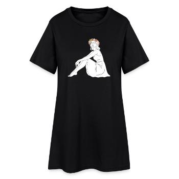 Rose – Line Art Summer Motif - Women’s T-Shirt Dress - black - Front