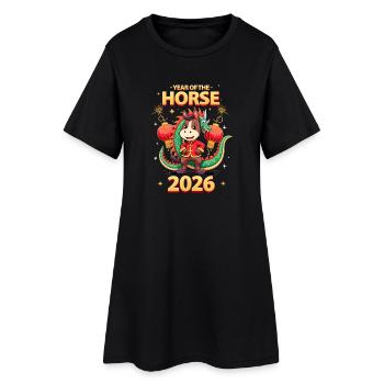 Chinese New Year Of The Horse 2026 - Women’s T-Shirt Dress - black - Front