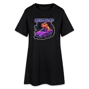 OK I Pull Up Capybara Retro - Frauen T-Shirt-Kleid - Schwarz - Vorne
