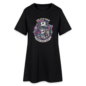 Level Up Schreie Gamer Nacht - Frauen T-Shirt-Kleid - Schwarz - Vorne