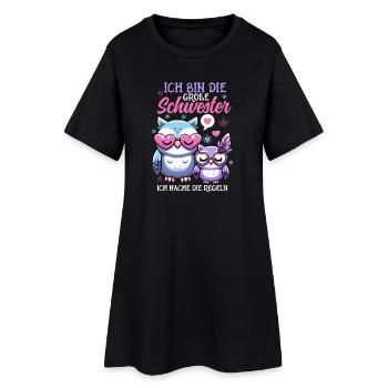 Grande sœur Hiboux Bébé aîné Frères et sœurs - Robe T-shirt Femme - noir - Devant