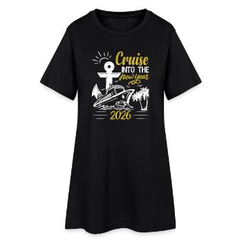 Croisière drôle vers le Nouvel An 2026 Croisière en famille - Robe T-shirt Femme - noir - Devant