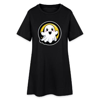 Fantôme kawaii dans un cercle - Robe T-shirt Femme - noir - Devant