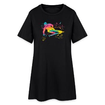 Ski alpin Sports d’hiver Ski nordique - Robe T-shirt Femme - noir - Devant